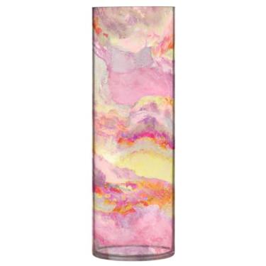Imagem de JUZIHAI Vaso de aquarela de cor mármore para flores 9,9 cm x 30 cm Cilindro de plástico moderno vaso de flores para centro de mesa de casamento decoração de casa