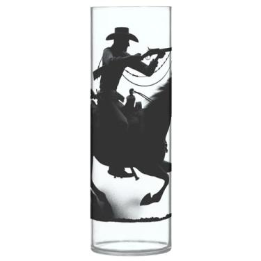Imagem de JUZIHAI Vaso de cowboy para flores 9,9 cm x 30 cm cilindro de plástico moderno vaso de flores para centro de mesa de casamento decoração de casa