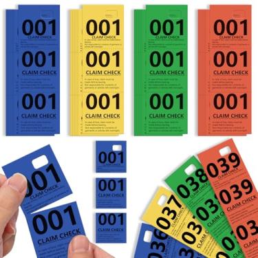 Imagem de 2000 peças de bilhetes de verificação de casacos, multicoloridos, etiquetas de verificação de quarto, números de verificação de casaco perfurados, etiquetas de reivindicação de 3 partes para roupas