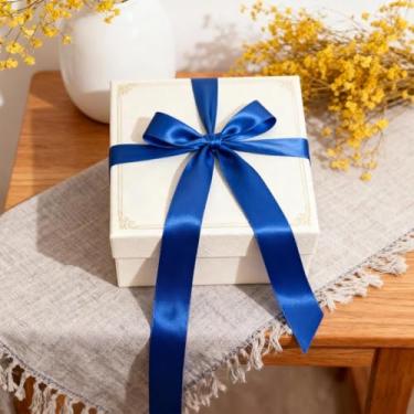 Imagem de 1 rolo de fita colorida, 40 mm x 22 m, fita de presente, cetim, tecido largo, adequado para embrulho de presente, artesanato, decorações de festa (azul royal)