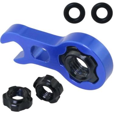 Imagem de FMHXG 1 conjunto de porca de válvula estilo francês, porca de válvula a vácuo para pneu de bicicleta, inclui 2 anéis de vedação, 2 tampas francesas cilíndricas pequenas e 1 chave multifuncional para