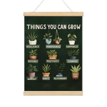 Imagem de TFKFJLF Decoração de arte de parede em tela de saúde mental botânica, pôster motivacional de saúde mental, impressões de arte de parede Things You Can Grow para decoração de quarto de sala de aula, 30