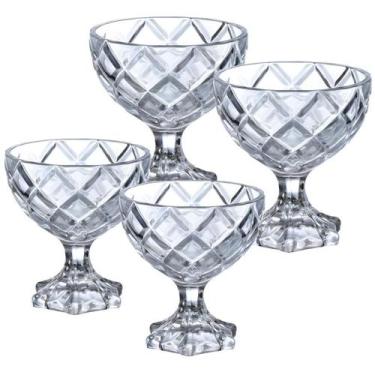 Imagem de Kit 4 Taças Sobremesas De Vidro Sorvete Pineapple Diamond Diamante 170