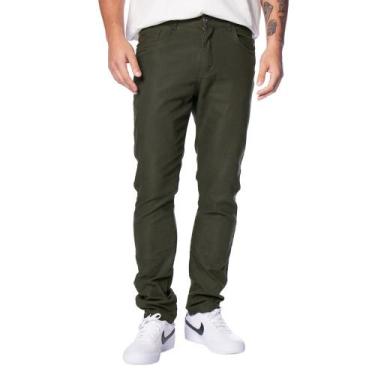 Imagem de Calça Sarja Masculina Gangster Slim Verde Militar, Verde escuro, 46