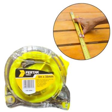 Imagem de Trena Fita Métrica Transparente 3m x 16mm Com Presilha Para Cinto e Alça | Fertak