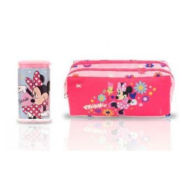Imagem de Kit Estojo Minnie Duplo Pink Dac Original + Apontador com Depósito Min