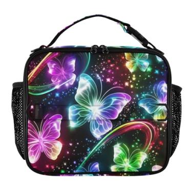 Imagem de Joisal Lancheira Borboleta Preta Brilhante para Mulheres Meninas Lancheira Masculina Infantil Lancheira para Trabalho, Lancheira Térmica para Meninos
