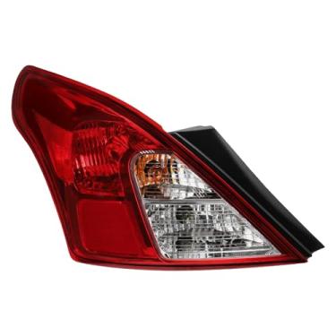 Imagem de Julypand Lanterna traseira de para-choque traseiro compatível com Nissan Versa LH 2012-2019 luz de freio de substituição com lente vermelha lâmpada de freio com fio