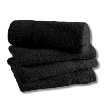 Imagem de Toalha De Rosto Para Salao De Beleza 45x90 cm - 100% Algodão Macia e Alta Absorção (Preto)