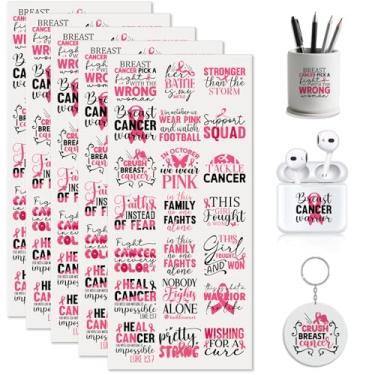 Imagem de Dorsbaby Conscientização do câncer de mama 105 peças UV DTF envoltórios para chaveiros AirPods, decalques de telefone para fones de ouvido Bluetooth, mini copos, cadernos