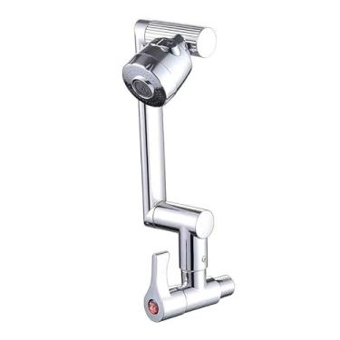 Imagem de Torneira Gourmet de Parede 360° em Aço Inox – Torneira Giratória para Cozinha e Banheiro com Duplo Jato(Torneira de parede-prata)