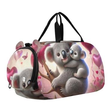 Imagem de Bolsa esportiva para meninos, raposa, guaxinim, aconchegante, noite, fim de semana, bolsas de viagem para academia, bagagem infantil, Árvore romântica do amor de coala, Clássico