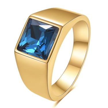 Imagem de MYNENEY Anéis masculinos preto/azul/vermelho/amarelo pedra clássica sinete declaração anel de noivado anel de noivado pedra preciosa anel de pedra preciosa para presente masculino, pedra preciosa, Zircônia cúbica
