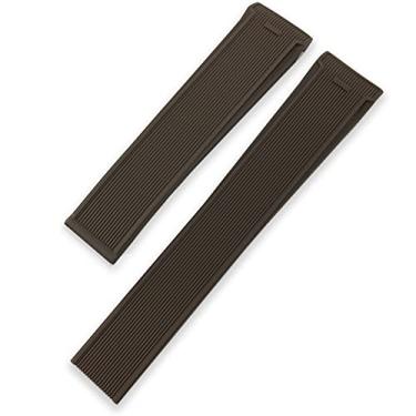 Imagem de JDIME Pulseira para relógio TAG HEUER AQUARACER 300 WAY201B CALIBRE 20 mm 22 mm pulseira de relógio de silicone à prova d'água (marrom sem fivela, 20 mm)