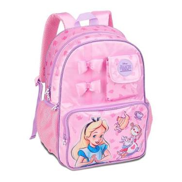 Imagem de Mochila De Costa Alice No Pais Das Maravilhas Disney Escolar Cor:Rosa 