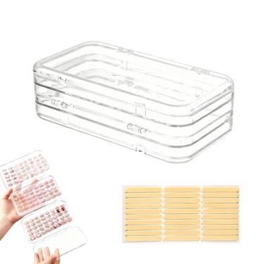 Imagem de YITOBA Recipiente de armazenamento de unhas com três dobras, 4 páginas, organizador de embalagem de unhas transparente com 30 fitas adesivas dupla face, caixa de exibição de plástico, suprimentos de