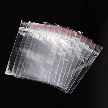Imagem de 200 peças de sacos de plástico transparente retangulares transparentes com fecho de correr organizador de armazenamento bolsa de embalagem selável autovedante 15 x 10 cm