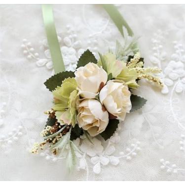 Imagem de 1 pacote de corsetes de pulso rosa para casamento, baile de formatura, festa de formatura, flores artificiais para noivas, damas de honra, mãe da noiva e noivo