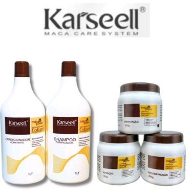 Imagem de Kit Karseell 5 Produtos Shampoo Condicionador Cronograma Capilar Nutri