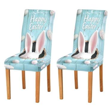 Imagem de SEHANY Lindas capas de cadeira de coelho de conto de fadas para sala de jantar, conjunto de 4, capa protetora elástica removível e lavável para cadeira de jantar para cozinha, hotel, festa, decoração