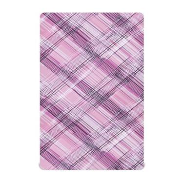 Imagem de Wassud Jogo de lençol com estampa xadrez vintage para berço respirável para meninos e meninas, neutro, 71 x 132 cm