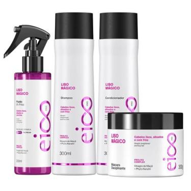 Imagem de Kit Eico Professional Liso Mágico Shampoo Sem Sal e Condicionador Leav