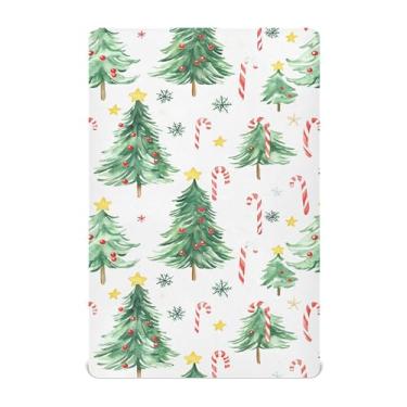 Imagem de SEHANY Lençóis de berço de árvore de Natal para meninos e meninas, de microfibra macia, respirável, 71 x 132 cm, lençol com elástico para berço padrão e colchão infantil