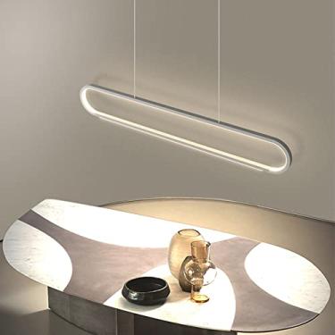 Imagem de Luminária pendente LED moderna para mesa de jantar, com intensidade regulável e altura ajustável, com controle remoto, ideal para sala de estar, quarto, sala de jantar e cozinha (branca, 100