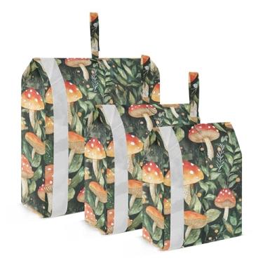 Imagem de xigua Cubos coloridos de embalagem de cogumelos para viagem, organizadores de bagagem leves, conjunto de viagem, à prova d'água, cubos de compressão para acessórios de viagem, 3 pacotes