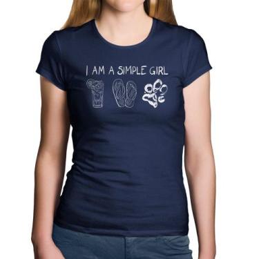 Imagem de Baby Look Algodão I Am A Simple Girl - Foca na Moda, Marinho, G