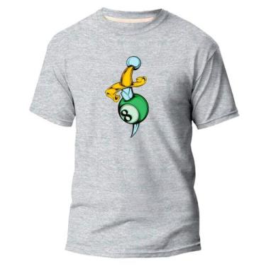 Imagem de Camiseta Basica Algodão Premium Estampa Digital Bola 8 - Pavesi, Cinza