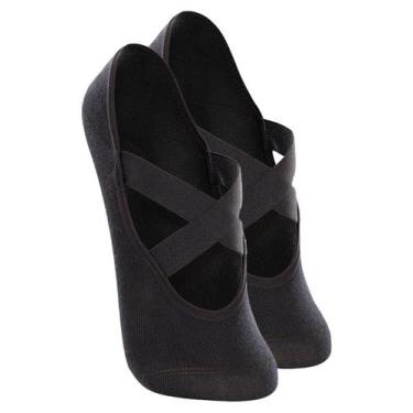 Imagem de Kit 2 Pares de Sapatilhas Antiderrapante Pilates Lupo 4942-006, Preto,