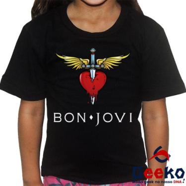 Imagem de Camiseta Infantil Bon Jovi 100% Algodão Geeko Rock, Preto, 6