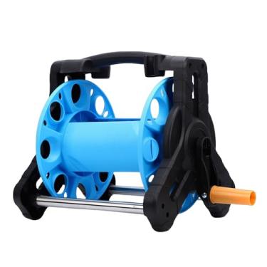 Imagem de Depisuta Jardim água Mangueira Carretel Cart, Titular Tubo Portátil Para Exterior, Suporta Até 82 Pés De Mangueira De 5/8 Polegadas, Wall Mounted Armazenamento Para Jardim Rega (Preto e Azul)