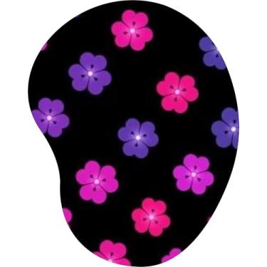 Imagem de Mouse Pad Ergonômico Gota Arte Floral Roxo Pink Neon