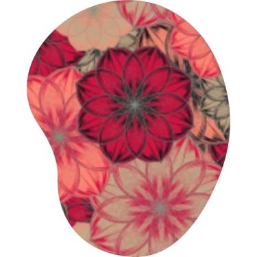 Imagem de Mouse Pad Ergonômico Gota Flor Geométrica Rosa Chá Vermelho