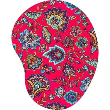 Imagem de Mouse Pad Ergonômico Gota Floral Paisley Fundo Pink