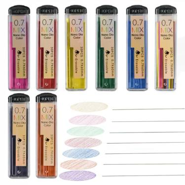 Imagem de MROOFUL Conjunto de 240 pontas de lapiseira coloridas de 0,7 mm, HB, 7 cores, para desenho artístico, esboço, escrita, tubo Diy-8