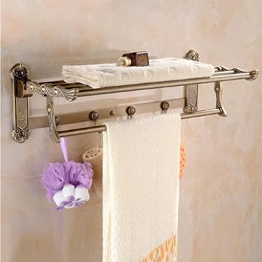 Imagem de 3FLQOOPP Toalheiro, toalheiro de banheiro, suporte de toalha de parede, toalheiro de banho de bronze, toalheiro móvel de banheiro com barras de toalha e ganchos, prateleira de toalha de banheiro de