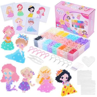 Imagem de Meland Kit de artesanato de contas Princess Fuse para meninas, conjunto de contas de 5 mm com quadros de pegboards e acessórios, brinquedo artístico criativo DIY para crianças de 5 a 12 anos, presente