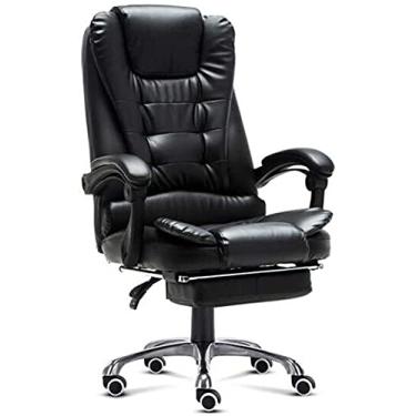 Imagem de SGeneE Cadeira de escritório executiva reclinável ergonômica cadeira de escritório de couro com encosto alto giratório cadeira executiva de computador com apoios de braços cadeira de escritório
