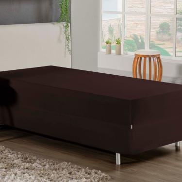 Imagem de Jogo De Cama Solteiro Nobre 2 Peças Luva De Box 55cm De Altura Malha 100% Algodão - Marrom