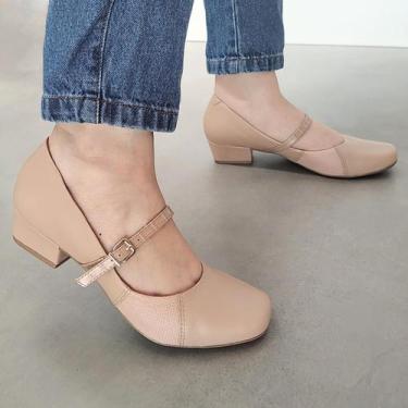 Imagem de Sapato Conforto Firezzi Boneca Joanete Salto Baixo 237887, Bege, 37