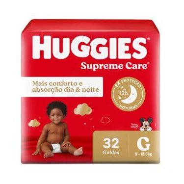 Imagem de Fralda Descartável Huggies Máxima Proteção G com 32 unidades, G, 32