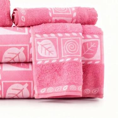 Imagem de Jogo De Toalhas 5 Peças Banho E Rosto 100 Algodão Com Piso Banheiro e 