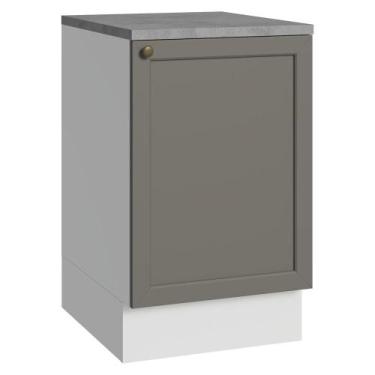 Imagem de Balcão de Cozinha 50cm 1 Porta Branco/Cinza Vik Madesa, Branco/Cinza