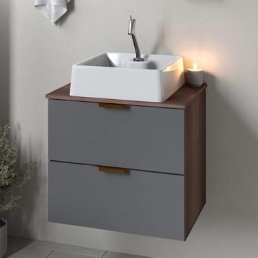 Imagem de Gabinete Armário Lavatório Para Banheiro Com Cuba Organizador Suspenso Chumbo