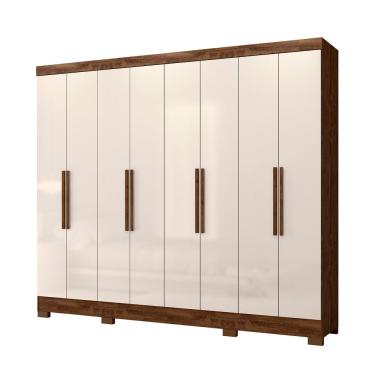 Imagem de Guarda Roupa Grande Quarto Casal Diplomata 8 Portas 4 Gavetas Castanho Com Freijo White