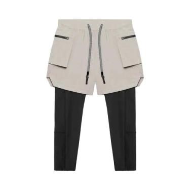 Imagem de Shorts De Compressão 2 Em 1 Para Treino E Corrida Masculinos, Secagem 