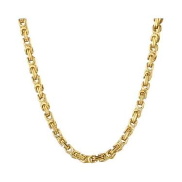 Imagem de Colar Masculino De Corrente Longa Bizantina Em Aço Inoxidável Pesado J